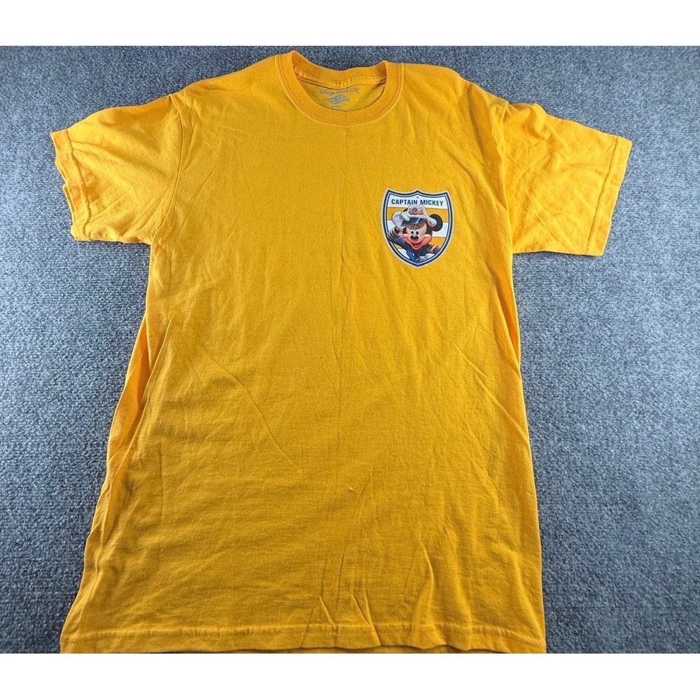 Disney Cruise Line Captain Mickey Mouse Yellow Graphic T-Shirt Mens Medium